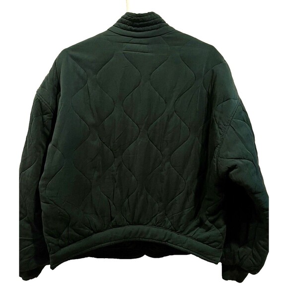 BLANKNYC Quilted Bomber Jacket Oversized Tencel Dark Green Evergreen Sz Small - Picture 2 of 5